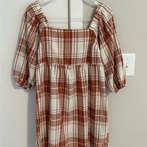 Plaid Mini Dress in Red and White